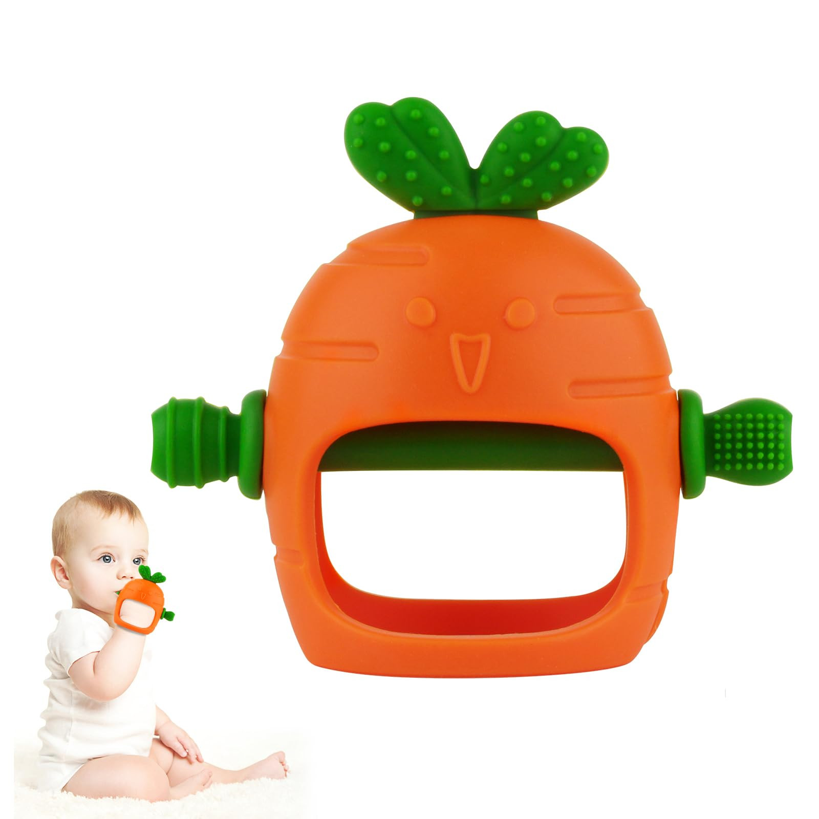 Chuya Silicone Baby Teething Toys Teether for Babies 0-24 Months Carrot Hand Teethers Teething Re... | Amazon (US)