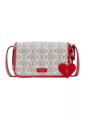 kate spade new york Liv V-Day Spade Flower Coated Canvas Small Flap Crossbody Bag with Dangle Charm | Belk