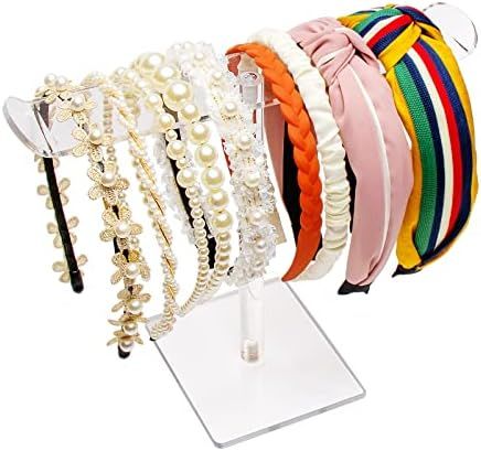 Acrylic Headband Holder, Hair Accessories Organizer Clear Stand for Girls | Amazon (US)