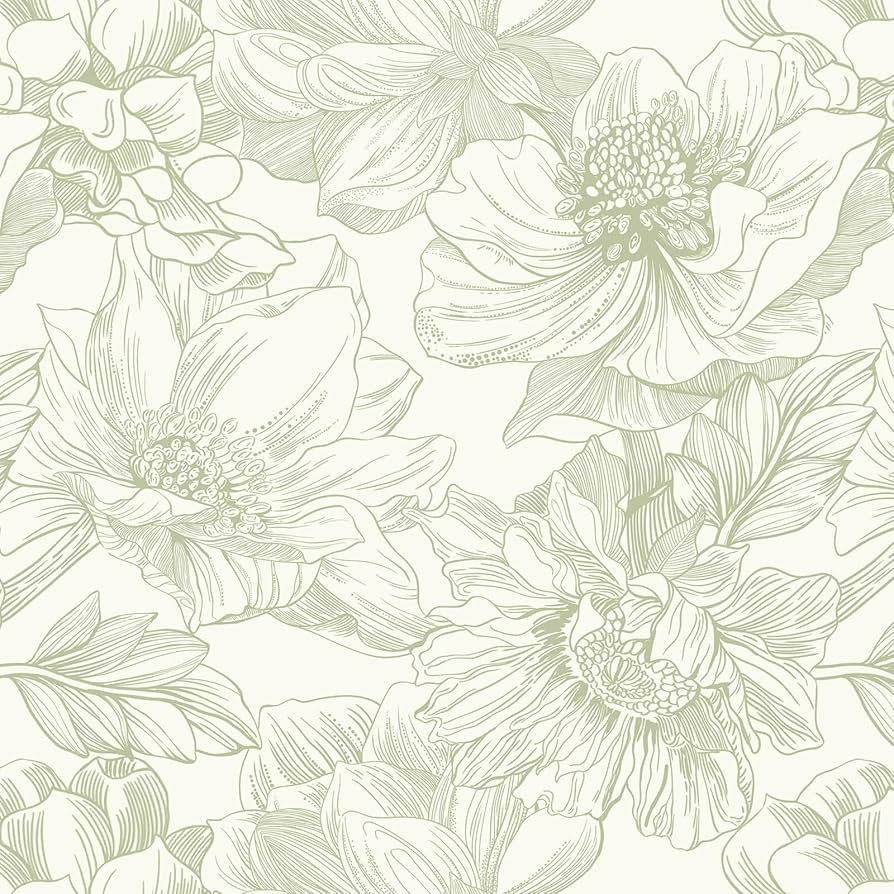 Ismoon Vintage Floral Wallpaper Peel and Stick Beige and Green Contact Paper 17.3inx6.5ft Removab... | Amazon (US)