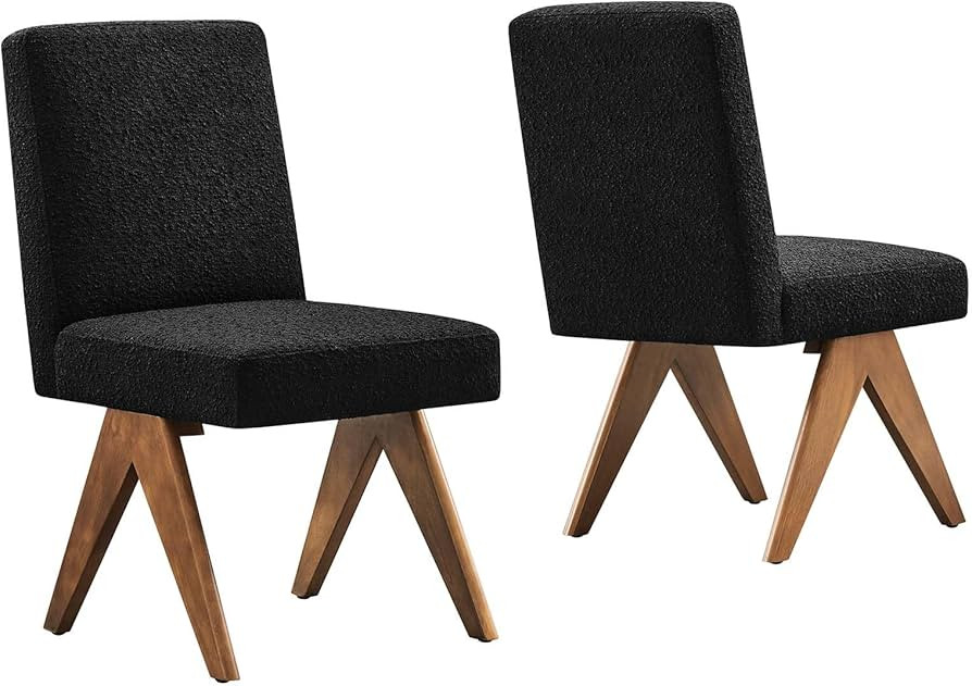 Modway EEI-6508-BLK Lyra Boucle Fabric Dining Room Side Chair - Set of 2, Black | Amazon (US)