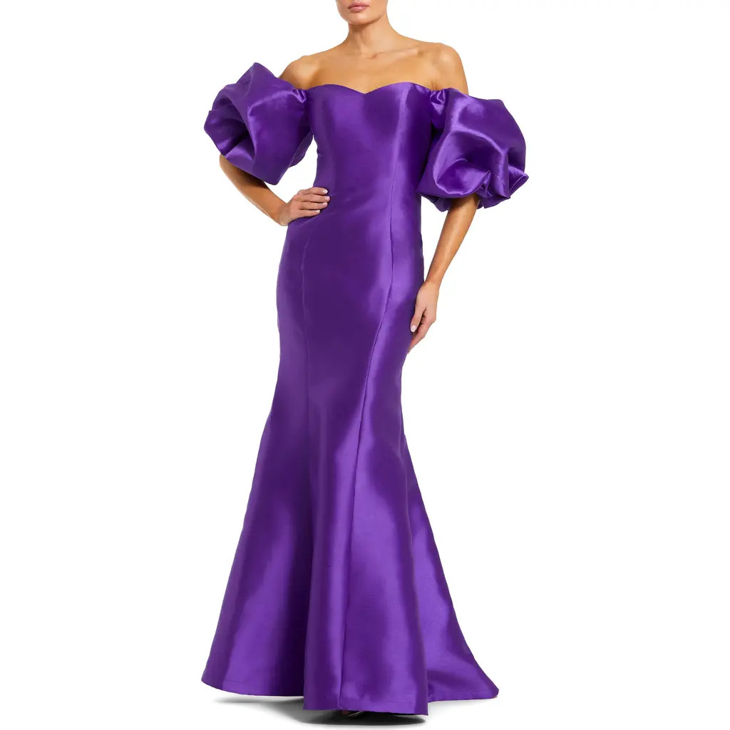 Mac Duggal Sweetheart Off The Shoulder Puff Sleeve Gown in Purple at Nordstrom, Size 2 | Nordstrom