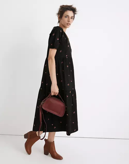 Short-Sleeve Cattail Tiered Dress in Amie Floral | Madewell