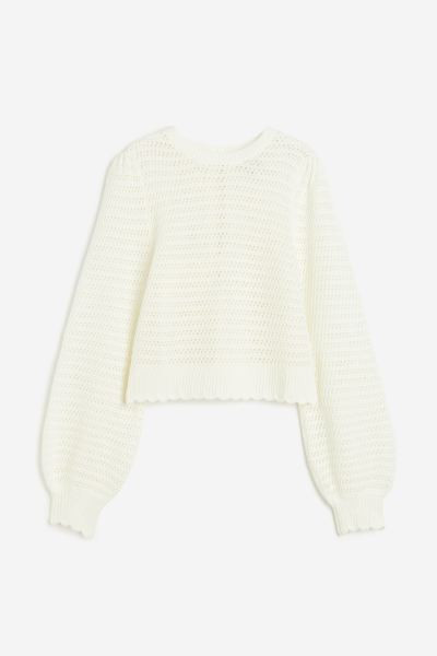 Hole-knit Open-backed Sweater - White - Ladies | H&M US | H&M (US + CA)
