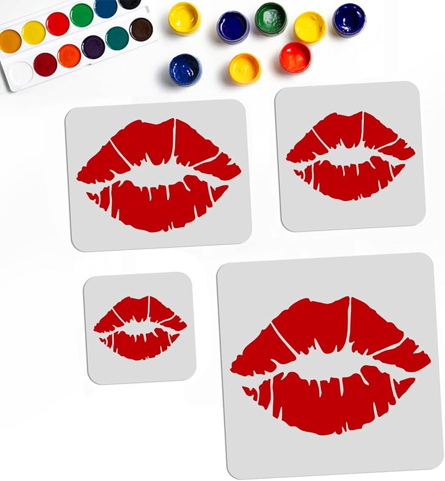 MAYJOYDIY 4pcs Lip Stencil Kiss Lips DIY Stencil 4Sizes 6~12inch Lips Lipstick Mouth Painting Ste... | Amazon (US)