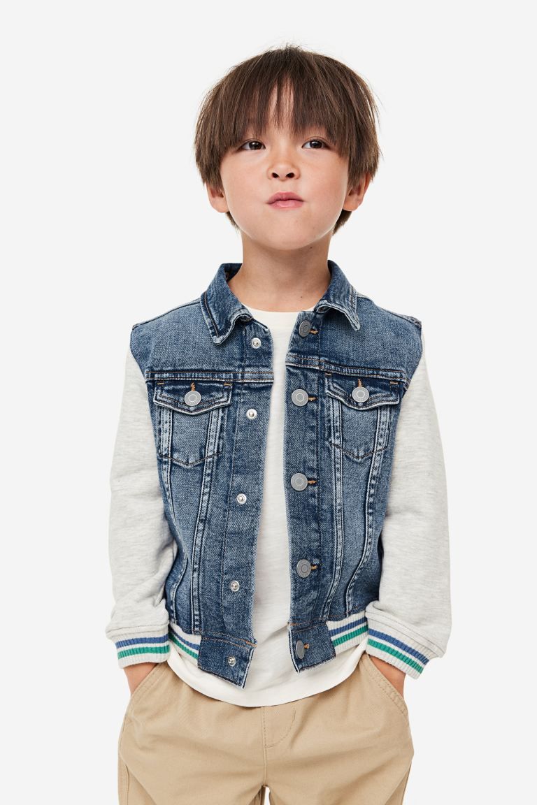 Hooded Denim Jacket - Denim blue/light gray - Kids | H&M US | H&M (US + CA)