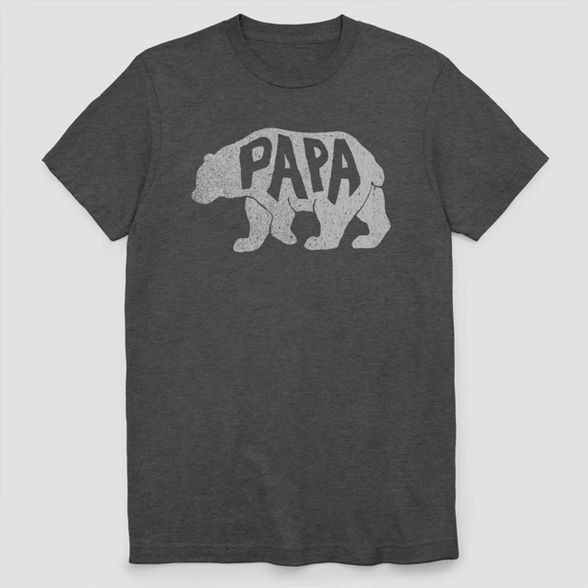 Men's Papa Bear Short Sleeve Graphic T-Shirt - Charcoal Gray | Target