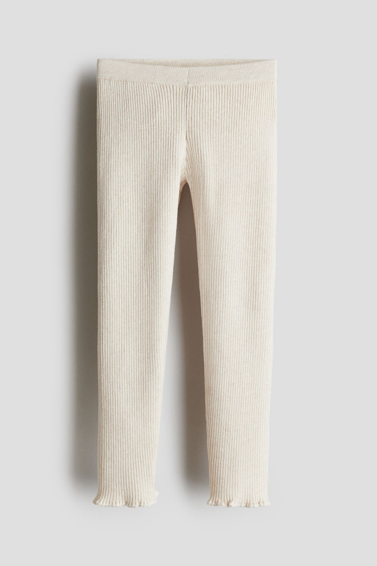 H & M - Rib-Knit Leggings - Beige | H&M (US + CA)