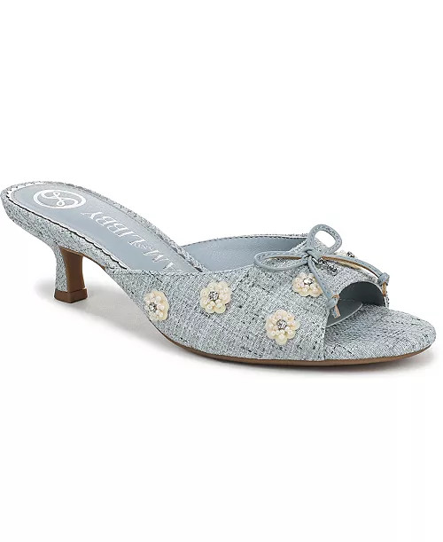 Sam and Libby Women's Ollie Fleur Flower Kitten Heel Slide Dress Sandals - Macy's | Macy's