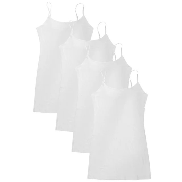 Essential Basic Women Value Pack Long Camisole Cami - White, White, White, White, Medium | Walmart (US)