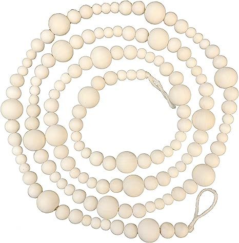Amazon.com: Wood Bead Garland Without Tassels, 84 Inch Natural Wooden Beads Garland, 7 Feet Handm... | Amazon (US)