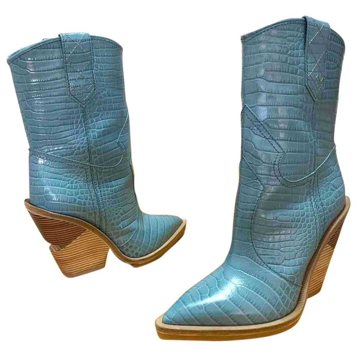 Fendi Cowboy Blue Leather Ankle boots | Vestiaire Collective (Global)