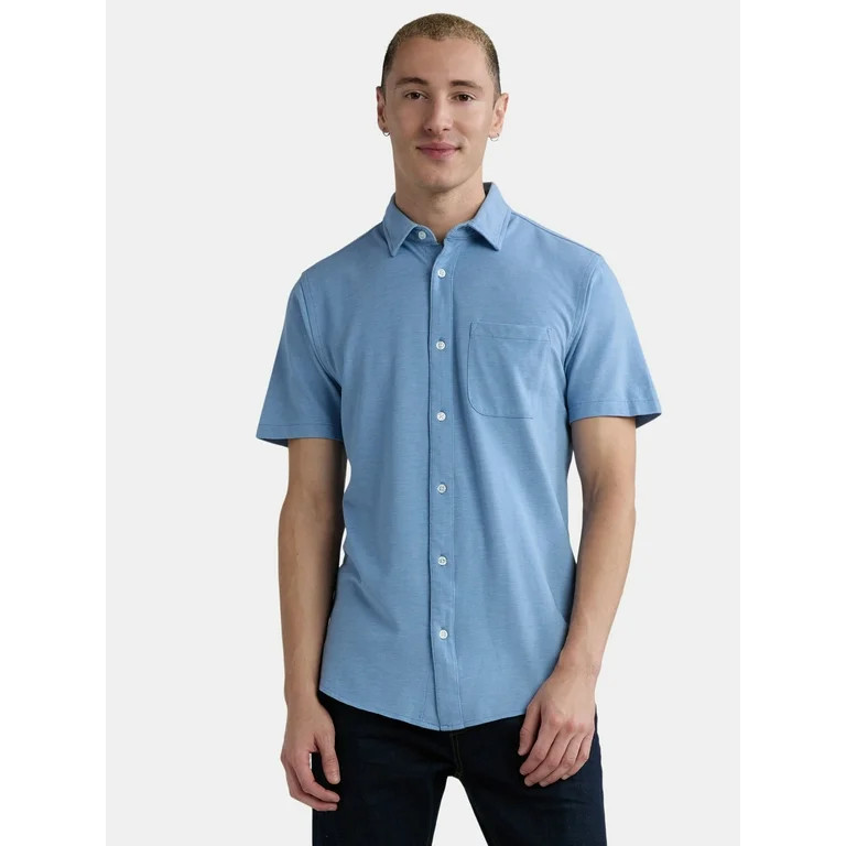 George Men's and Big Men's Knit Button-Up Shirt with Short Sleeves, Sizes S-3XL | Walmart (US)