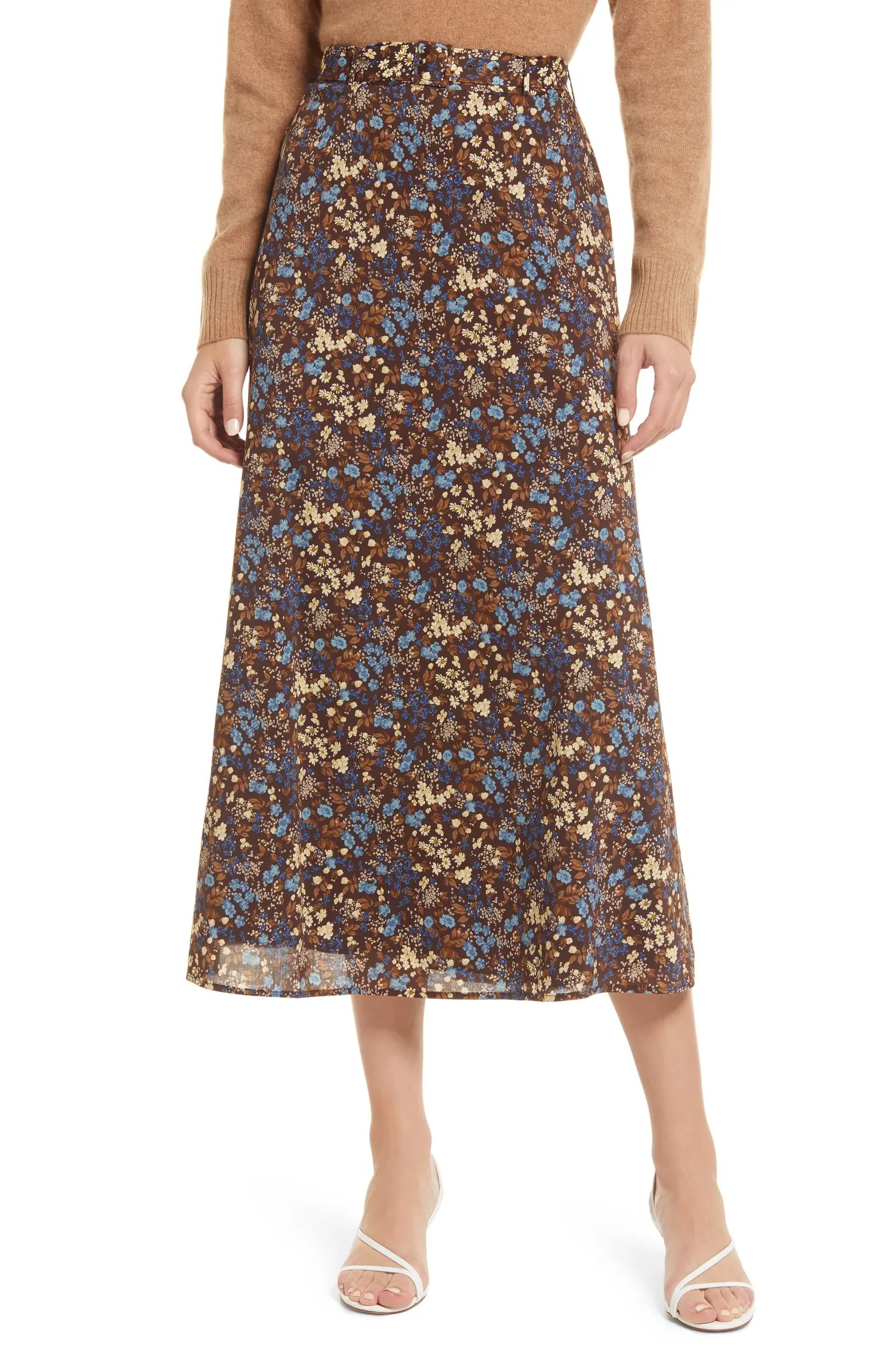 Reformation Falcon Belted Organic Cotton Blend Midi Skirt | Nordstrom | Nordstrom