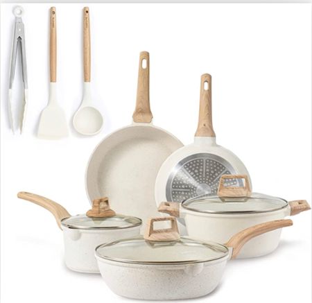 CAROTE Pots and Pans Set Nonstick, White Granite Induction Kitchen Cookware Sets, 11 Pcs Non Stick Cooking Set w/Frying Pans & Saucepans(PFOS, PFOA Free)
Sale $84.98


#LTKunder100 #LTKwedding #LTKhome