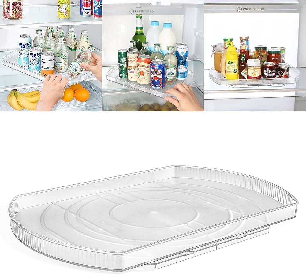 Lazy Susan Turntable Organizer for Refrigerator, Clear Square Rotating Fridge Organizer and Stora... | Amazon (US)