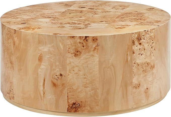 35" Round Wood Coffee Table for Living Room, Farmhouse Circle Bucket Shaped Coffee Table, Retro M... | Amazon (US)