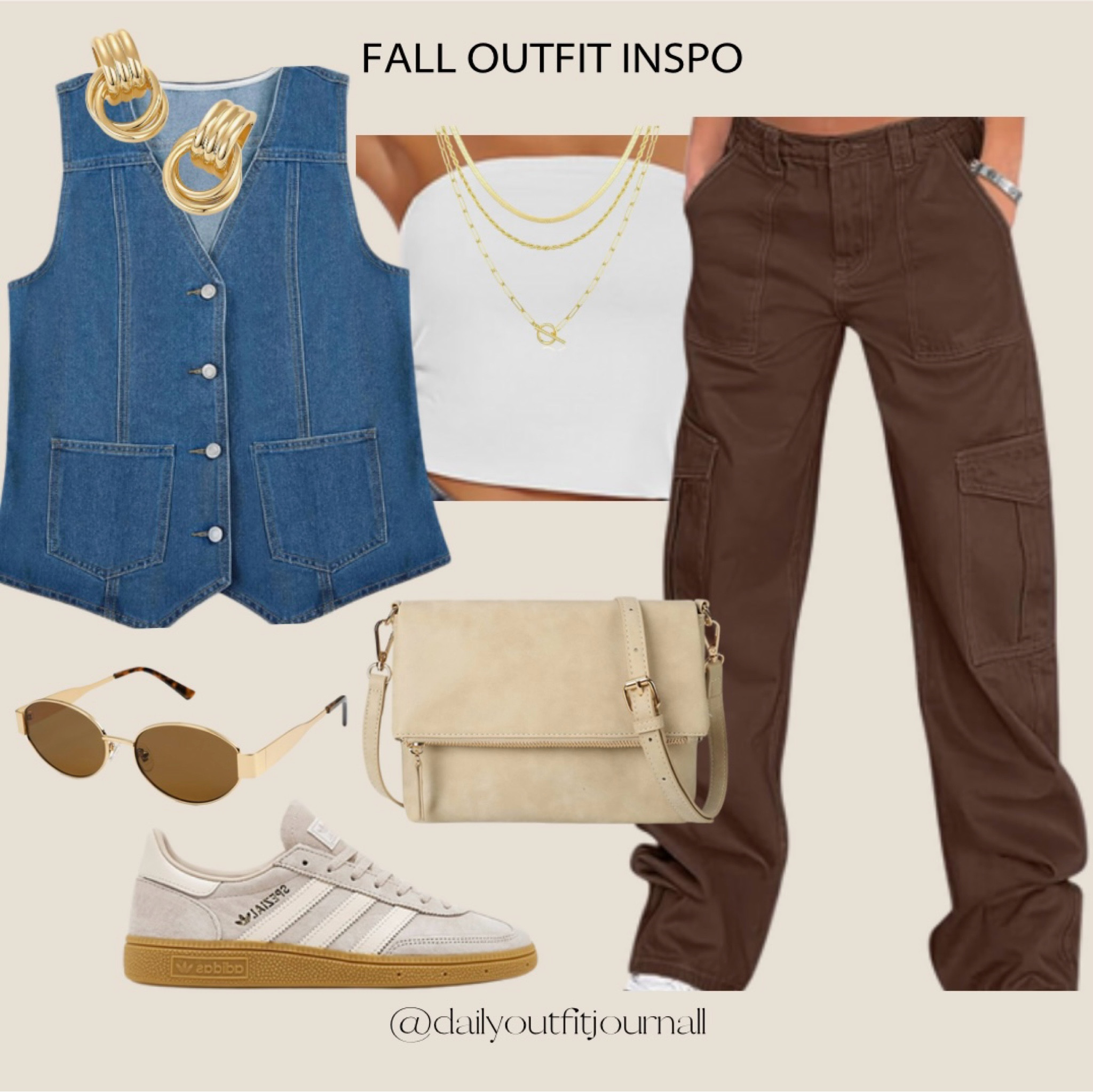 Amazon fall outfit!!! Find every product on Amazon! (Minus shoes) See below to shop products✨💫🍂🤎

Chic fall outfit | cute fall outfit aesthetic | fall outfit women | fall outfit inspo 2024 | autumn style 2024 | fall outfit inspiration | trendy fall outfit ideas | casual fall outfit | coffee shop outfit | fall footwear | autumn shoes | autumn fashion 2024 | autumn fashion casual | fall streetwear outfits | fall street fashion | fall street wear 2024 | adidas women | adidas shoes spezial | spezial adidas shoes | chocolate cargo pants outfit | denim jacket outfit | sleeveless jacket outfit | cargo pants style | chocolate brown and denim outfit | denim and chocolate brown outfit | denim and brown outfit | tan purse | gold jewelry | sunglasses | daily outfit inspo | daily outfit inspiration

#LTKSeasonal #LTKStyleTip #LTKShoeCrush
