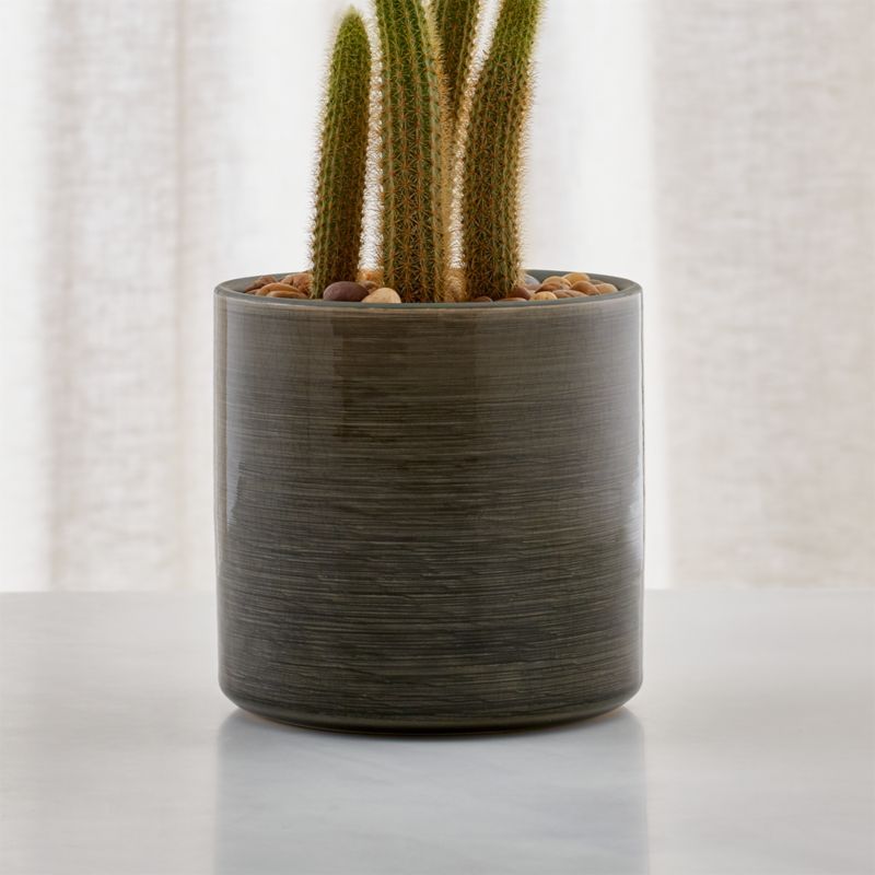 Cassia Spruce-Glazed Ceramic Planter | Crate & Barrel