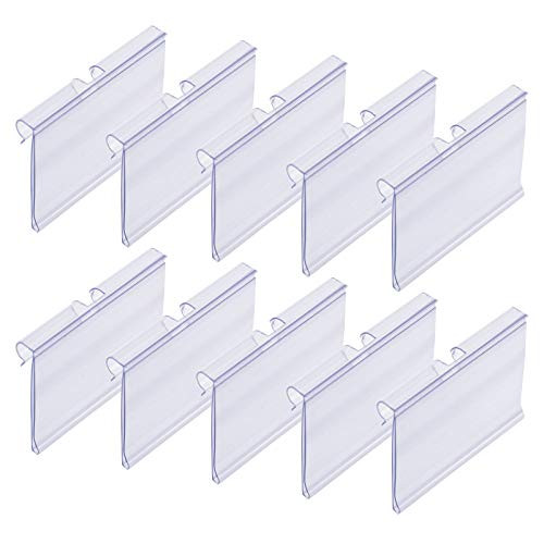 Meetory 50 PCS Clear Plastic Label Holders for Wire Shelf Retail Price Label, Basket Bin Labels Clip | Amazon (US)