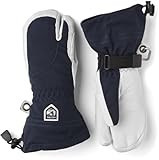 Hestra Womens Extra Warm Ski Gloves: Heli Leather Winter Cold Weather 3-Finger Mitten, Navy/Off White, 6 | Amazon (US)