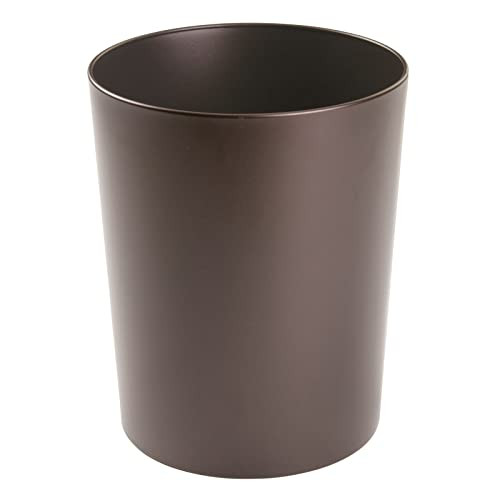 mDesign Round Metal Small 1.7 Gallon Recycle Trash Can Wastebasket, Garbage Container Bin for Bat... | Amazon (US)