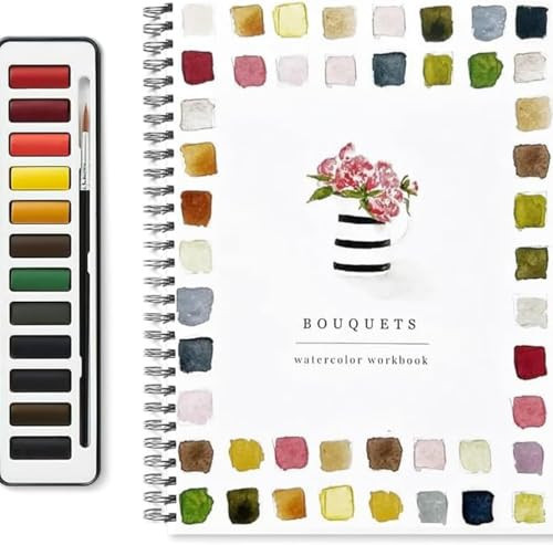 Watercolor Workbooks, Beginner-Friendly Birds Watercolor Workbooks, 12 Colors Watercolor Paint Set with Paint Brush, Art Crafts Painting Supplies, Water color Book for Kids Adults Teens (Bouquets) | Amazon (US)