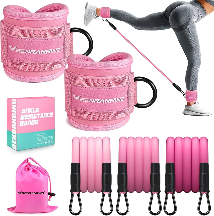 RENRANRING Ankle Resistance Bands with Cuffs, Glutes Workout Equipment, Ankle Bands for Working O... | Amazon (US)