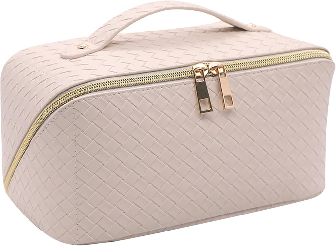 Aesorad Large Capacity Travel Cosmetic Bag, White Makeup Bag, Portable Makeup Bag with Handle, Wa... | Amazon (US)