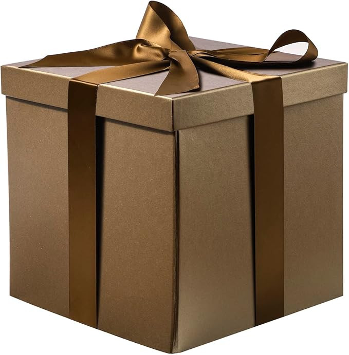 RUSPEPA Brown Medium Gift Box with Lids, Ribbon and Tissue Paper, Collapsible Gift Box Perfect fo... | Amazon (US)