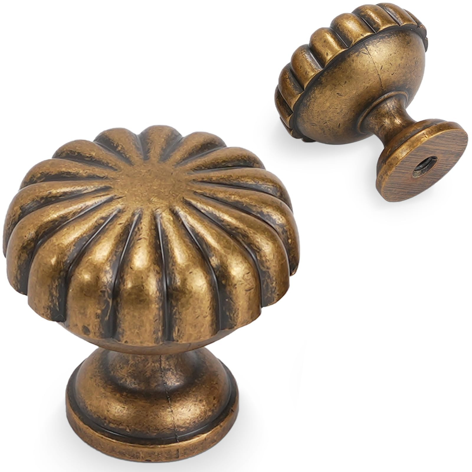 10 Pack Antique Brass Kitchen Cabinet Knobs Vintage Drawer Knobs Aged Bronze Kitchen Cabinet Hard... | Amazon (US)