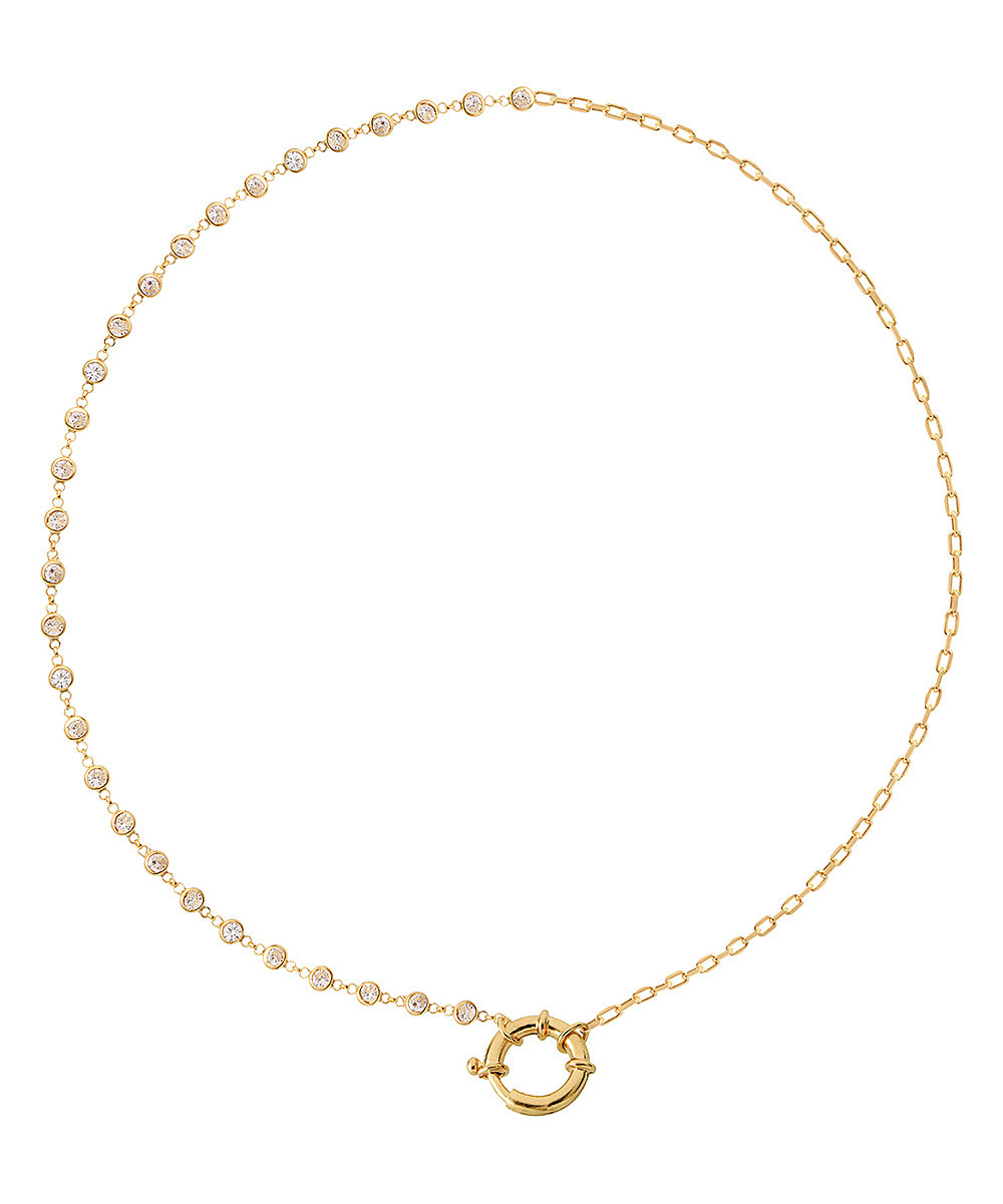 Gabi Rielle Women's Necklaces GOLD - 14k Gold Vermeil & Cubic Zirconia Toggle Necklace | Zulily