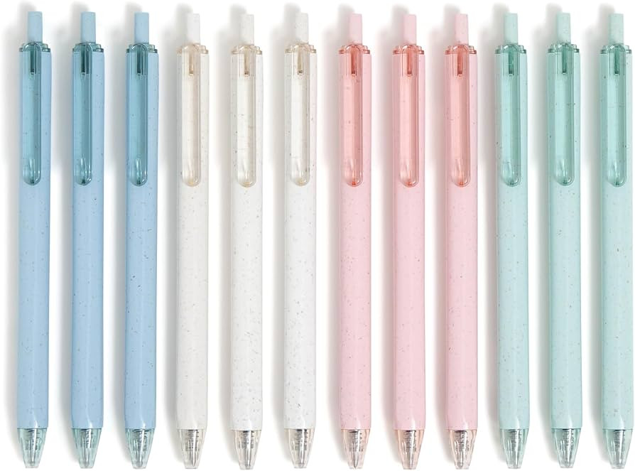 U Brands U-Eco Recycled Gel Click Pens, Set of 12, Pastel Speckle, Medium (0.7 mm) Point, Black I... | Amazon (US)