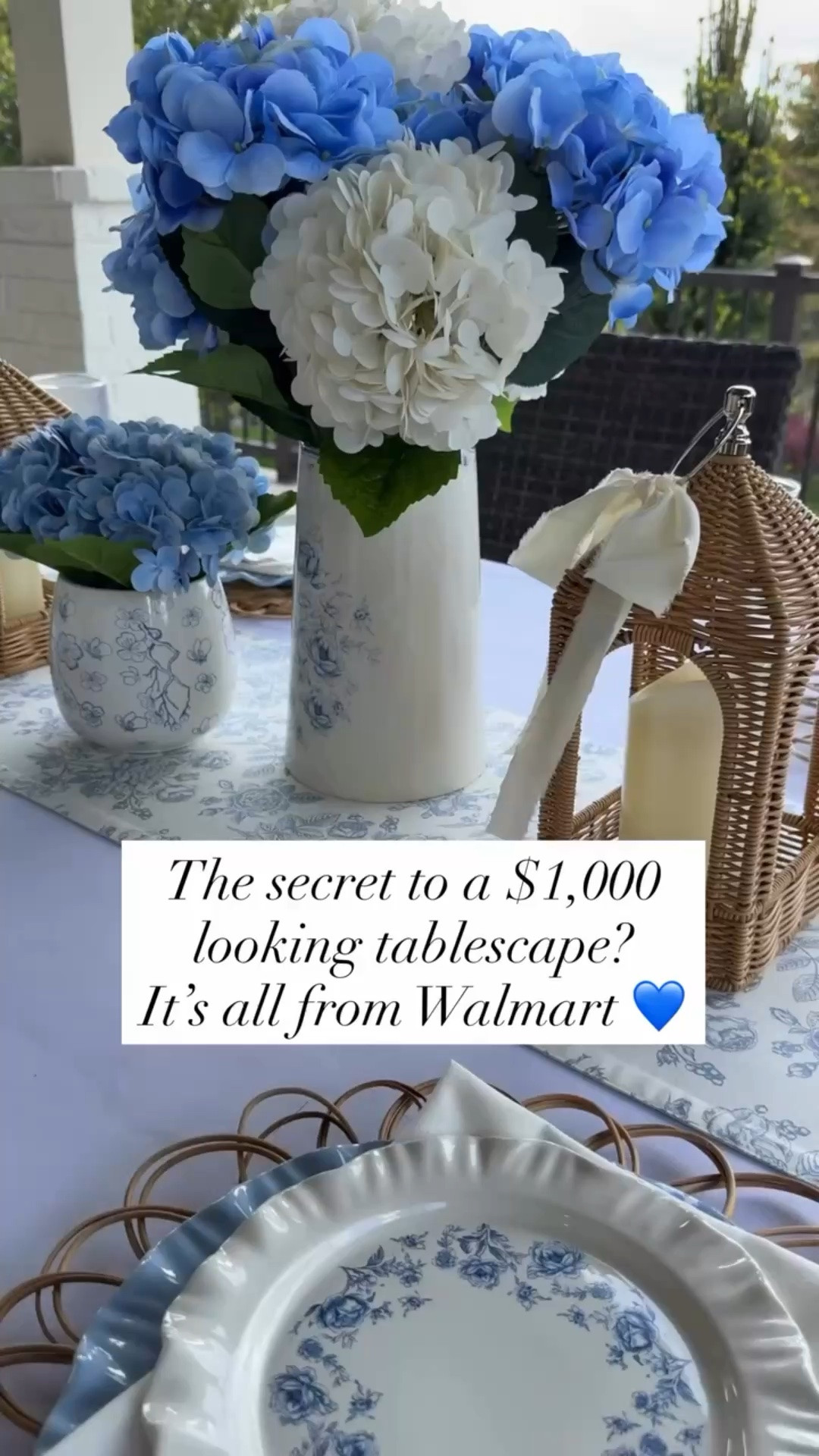 Classic, timeless, elegant… and nobody believes it’s actually Walmart 🤭💙

My talented interior designer friend @kristina.weaver.05 and I created the dreamiest outdoor tablescape with layered textures, blue & white details, and designer-inspired touches that look so high end without the high-end price tag 🙌🏼✨

Perfect for summer hosting, patriotic gatherings, brunch with the girls, or an elevated backyard dinner party 🫶🏼

Save this for your next summer tablescape or outdoor hosting setup 🤍

#walmartpartner #tablescape #summerhosting #outdoortablescape #patrioticsummer blue and white decor, hosting ideas,  affordable luxury mom, home decor, summer decor

#LTKSeasonal #LTKHome #LTKOver40