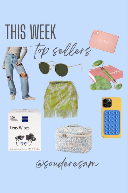 THIS WEEK TOP SELLERS: Free People Jeans, clutch charger, ray bans, the cutest vacation skirts, lens wipes, gua sha, octobuddy, and a cutie little croquette bag !  