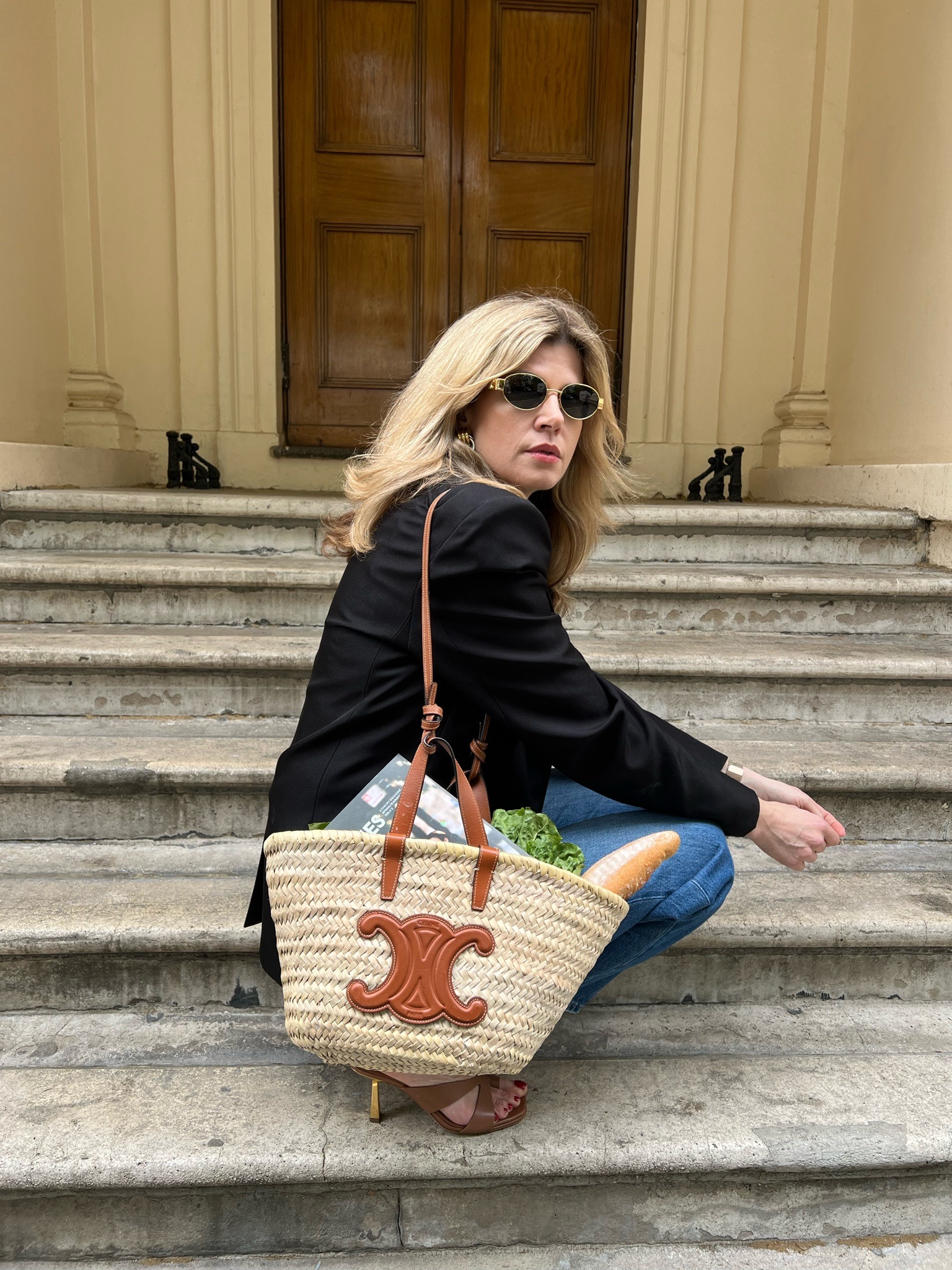 Celine basket bag, basket bag, Frankie shop blazer, Celine Triomphe sunglasses 

#LTKspring #LTKstyletip #LTKsummer