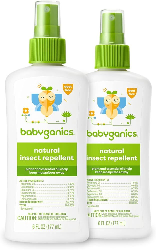 Babyganics Insect Spray, 6oz, 2 pack, Made with Plant and Essential Oils, Packaging May Vary | Amazon (US)