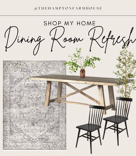 Shop my dining room refresh ⚡️. Washable rug, dining table, Windsor chairs, olive tree 

#LTKstyletip #LTKhome #LTKunder100