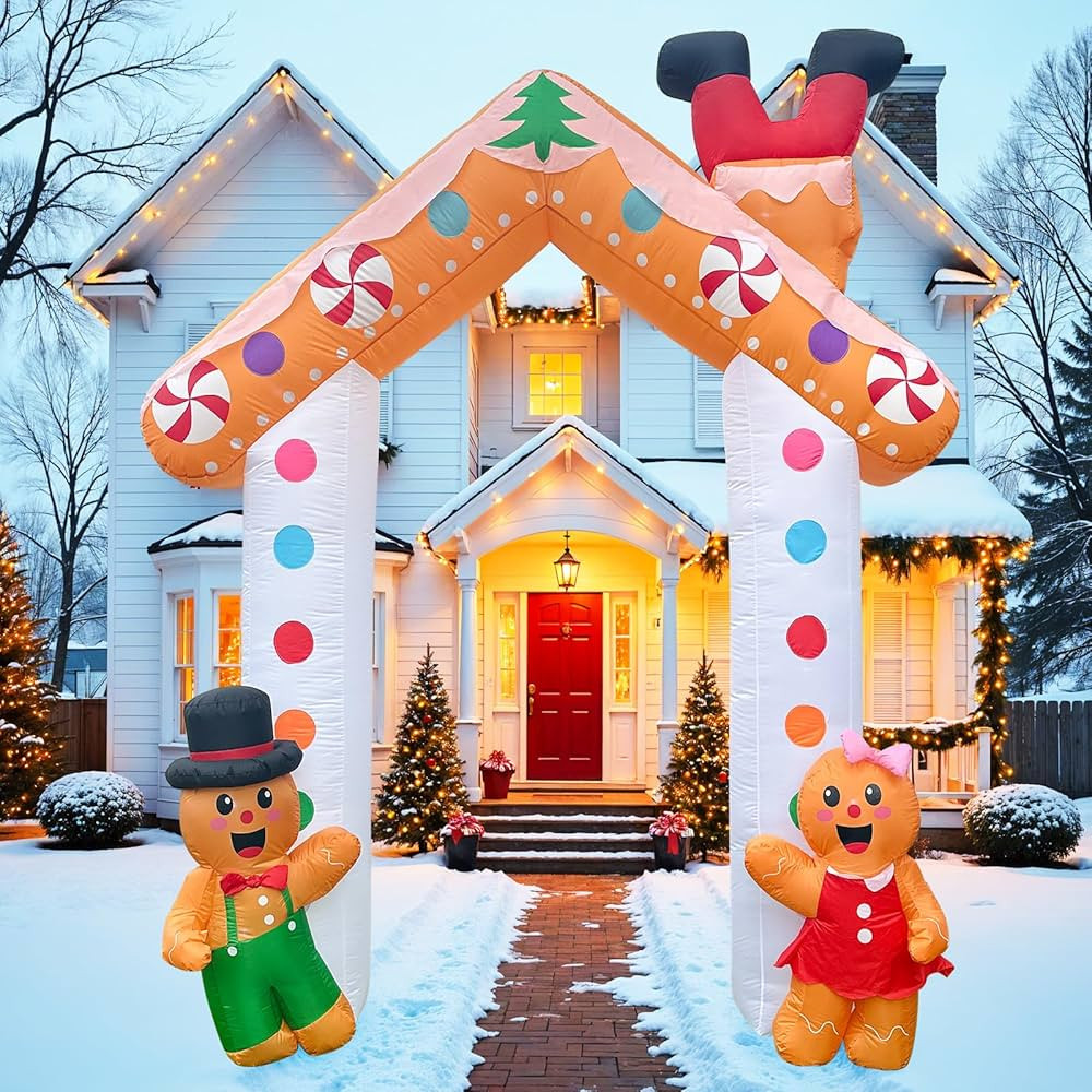 OurWarm 10 FT Christmas Inflatable Outdoor Decoration, Couple Gingerbread Inflatable Christmas Ar... | Amazon (US)