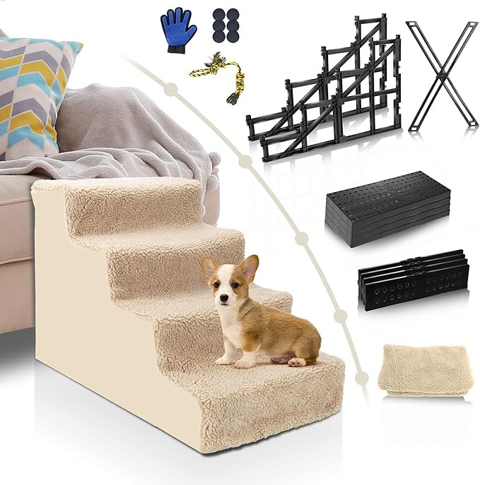Topmart Dog Stairs&Steps for Small Dogs & Cats,Non-Slip 4 Tiers Plastic Dog Ramp/Ladder, Best for... | Amazon (US)