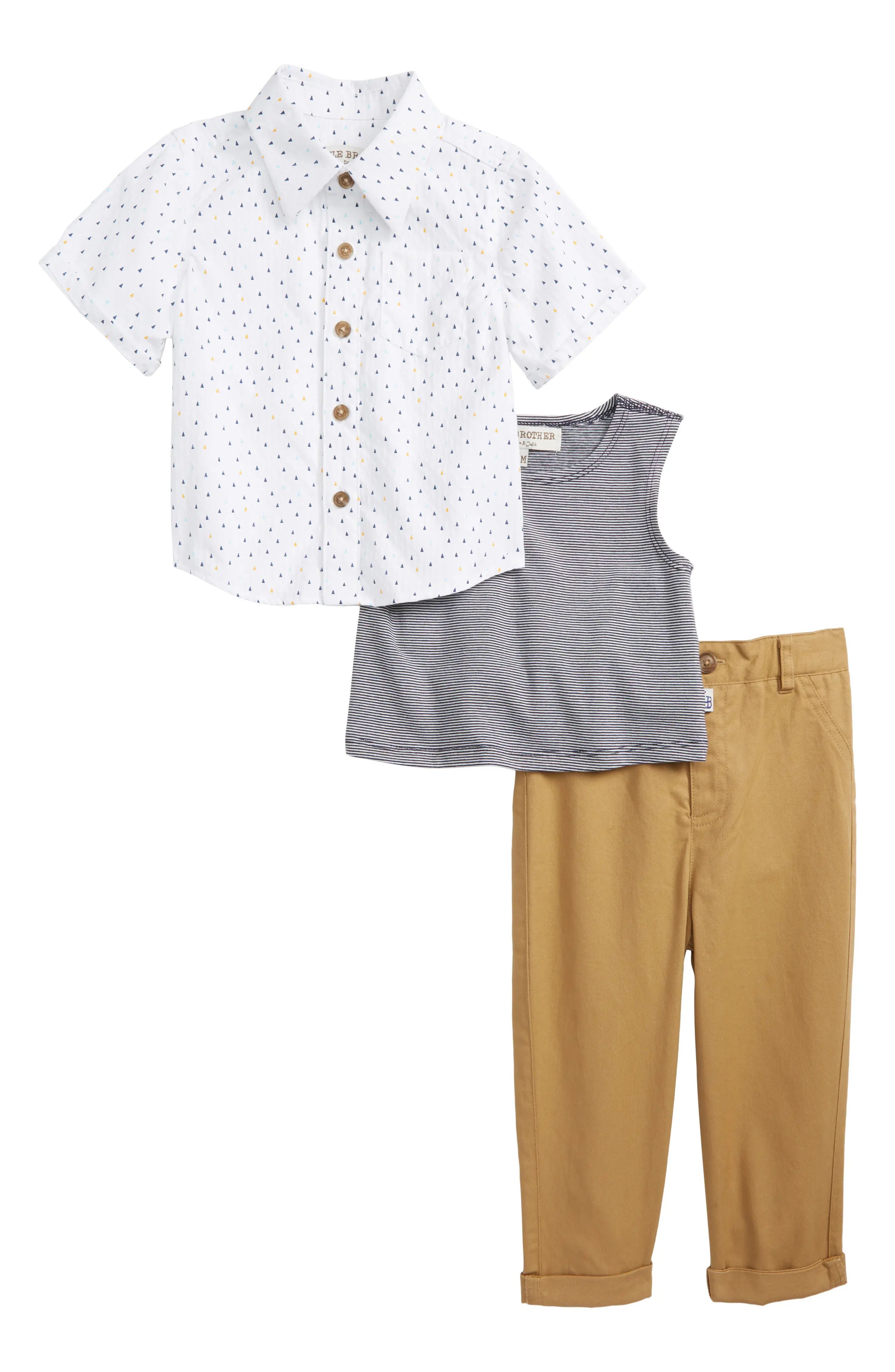 Woven Shirt, Stripe Tank & Khaki Pants Set | Nordstrom