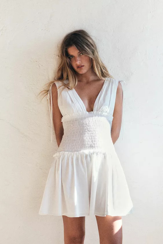 POPLIN DRESS WITH BOWS | Zara UK