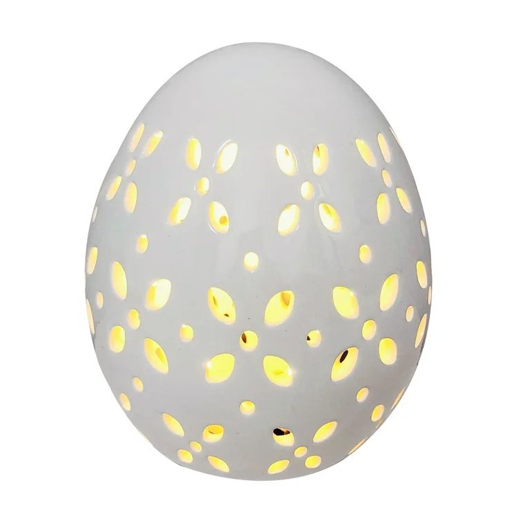 Way to Celebrate 7 in Large Easter LED White Ceramic Egg, 1.58 lb | Walmart (US)