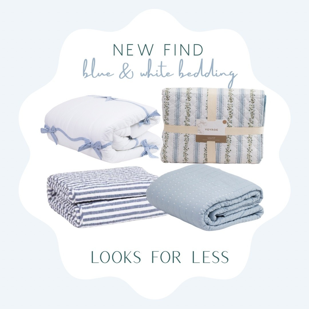 Designer look for less bedding! 

Designer lookalike bedding, quilt, white bedding, Serena and Lily look alike bedding, blue and white bedding