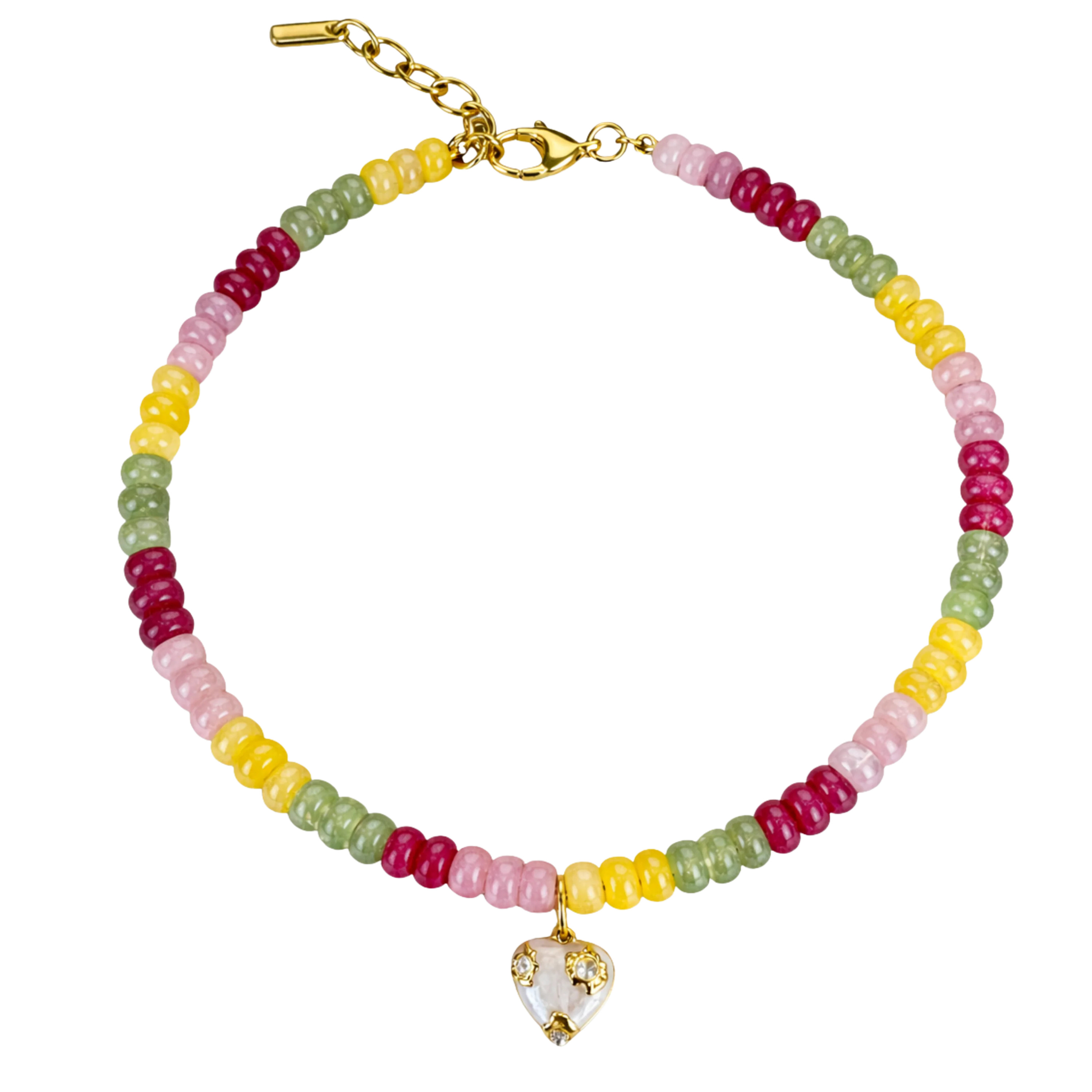 Pastel Beaded Heart Necklace | Logan Tay