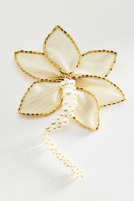 Beaded 3D Floral Brooch | Anthropologie (US)