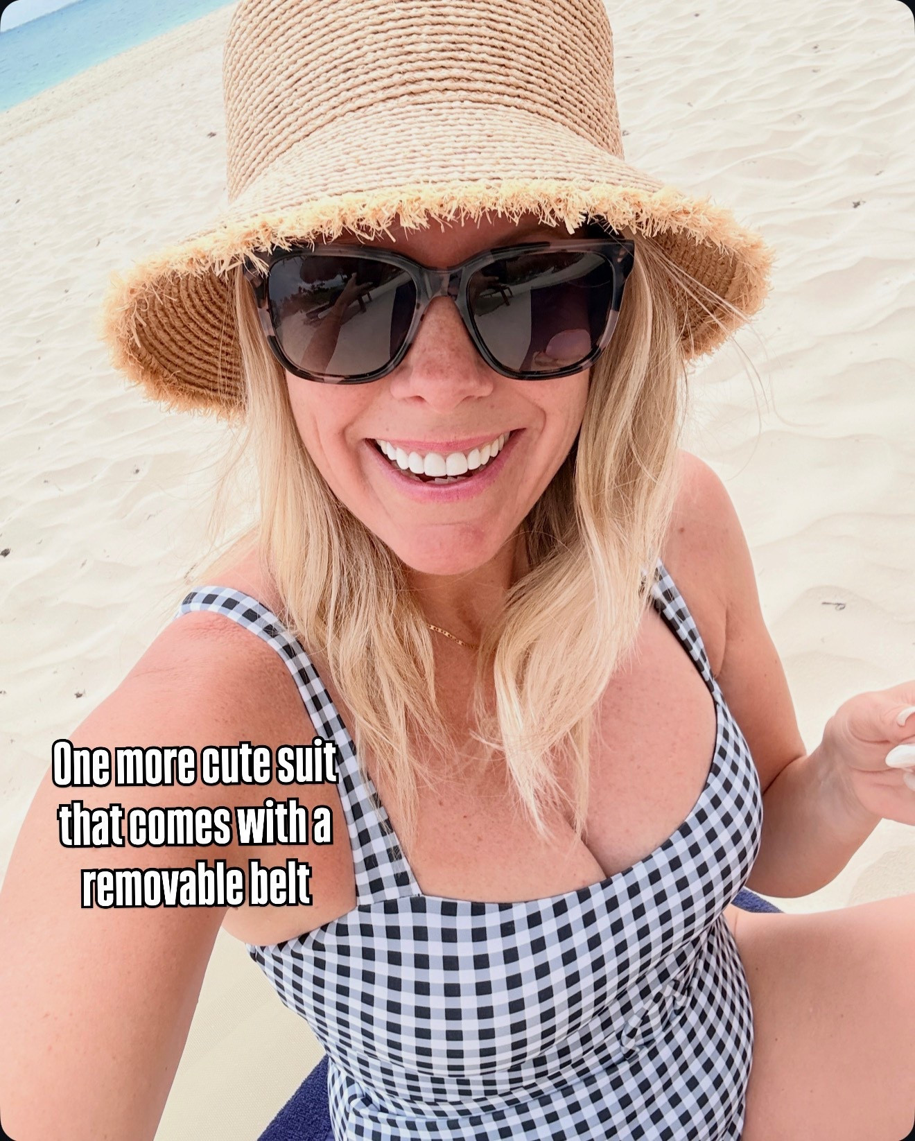 Straw bucket hat size small. Small swimsuit. Use code DONNELL for 12% off on the swimsuit. Waterproof jewelry 


#LTKSwim #LTKTravel #LTKootd