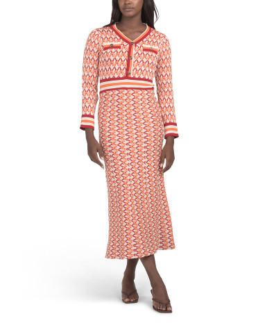 Long Sleeve Printed Maxi Sweater Dress for Women | Polyester/Spandex | Marshalls