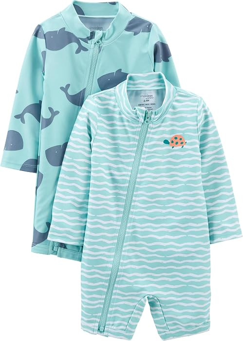 Simple Joys by Carter's Baby Boys' 2-Pack 1-piece Zip Rashguards | Amazon (US)
