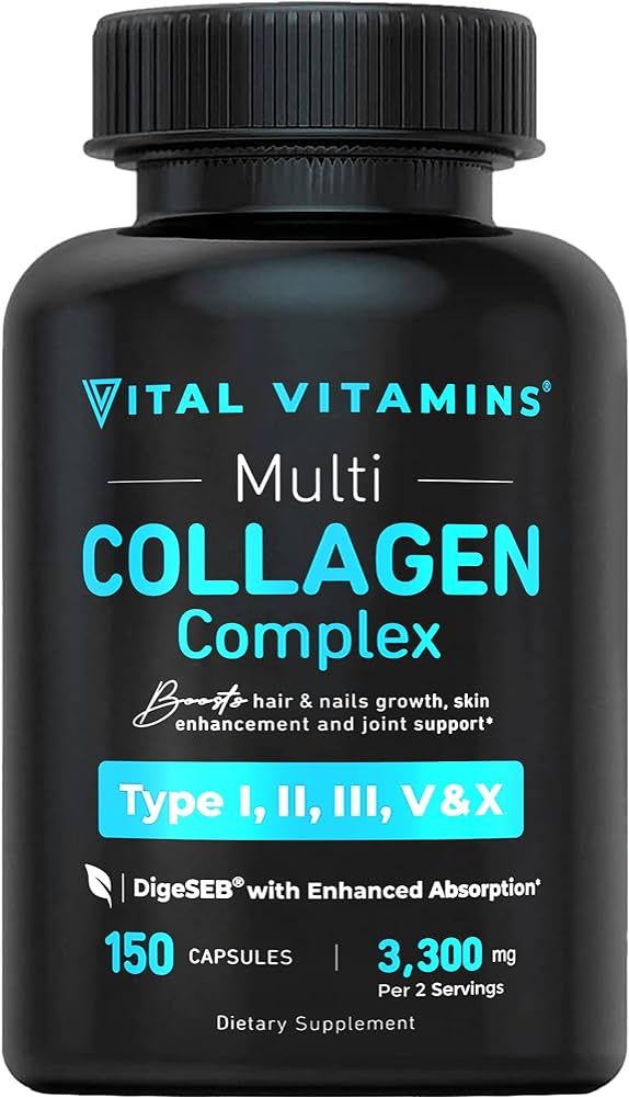 Vital Vitamins Collagen for Women & Men - Type I, II, III, V, X Multi Collagen Pills - Grass Fed,... | Amazon (US)